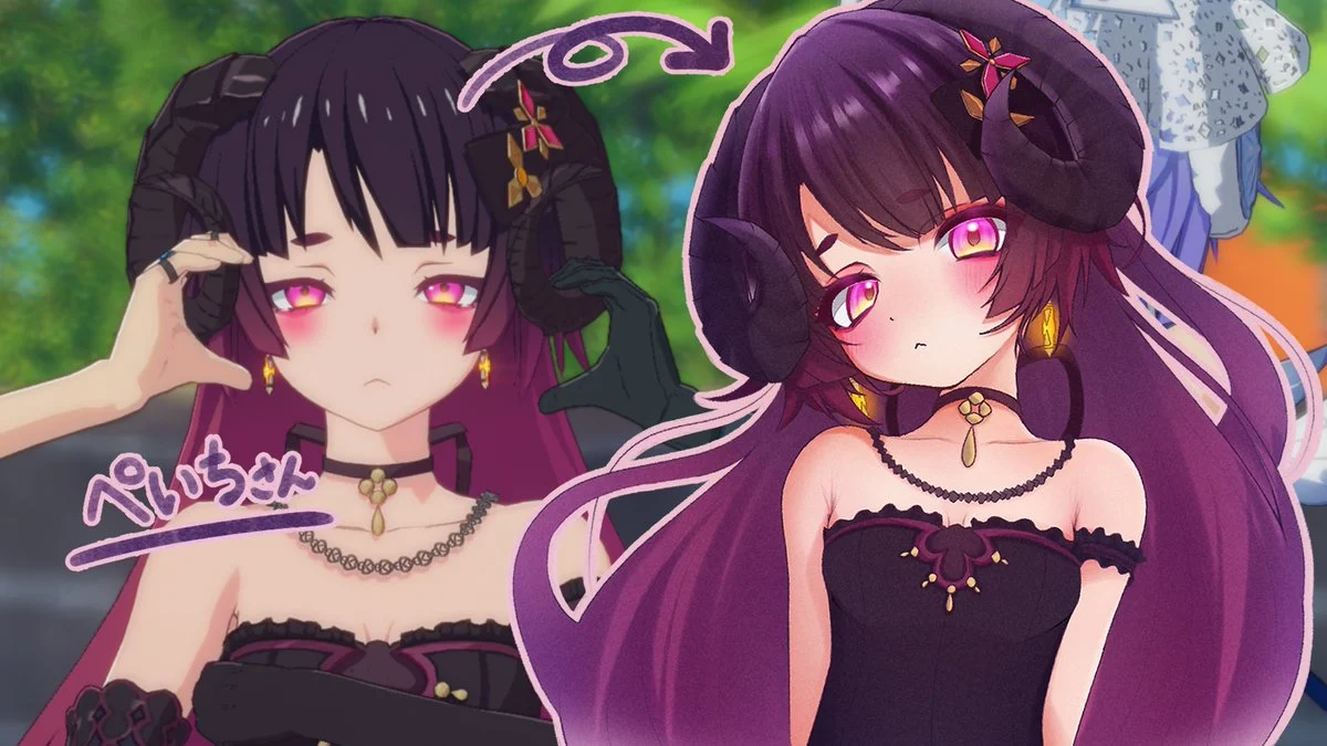 Fan art comparing a BPSR horned character and a chibi-style illustration.